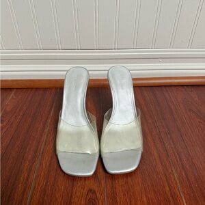 Tony Bianco Alessi Clear Vinylite/Silver Wedges
